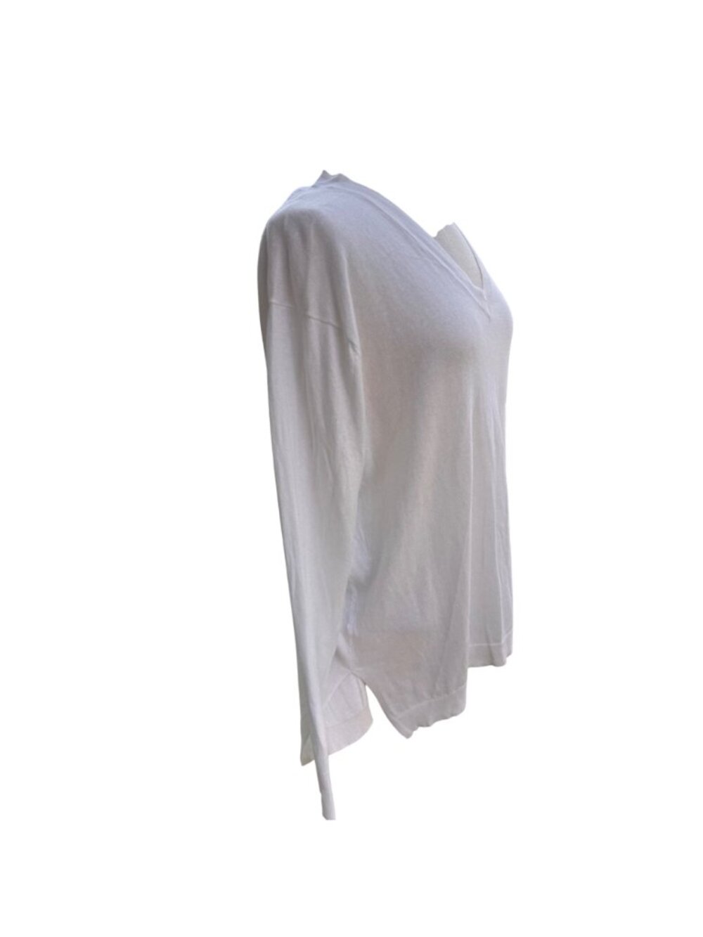 Michael Kors Womens V-Neck Knit Sweater White Medium Cotton Blend Pre-Owned - Picture 7 of 12